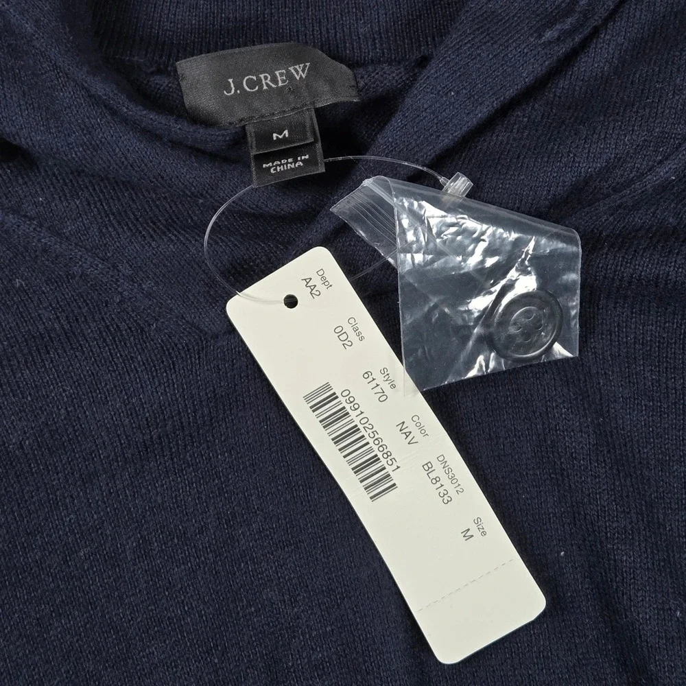 J. Crew Mens Shawl Collar Sweater Navy Blue Cotton Cashmere Blend 61170 Size M‎
